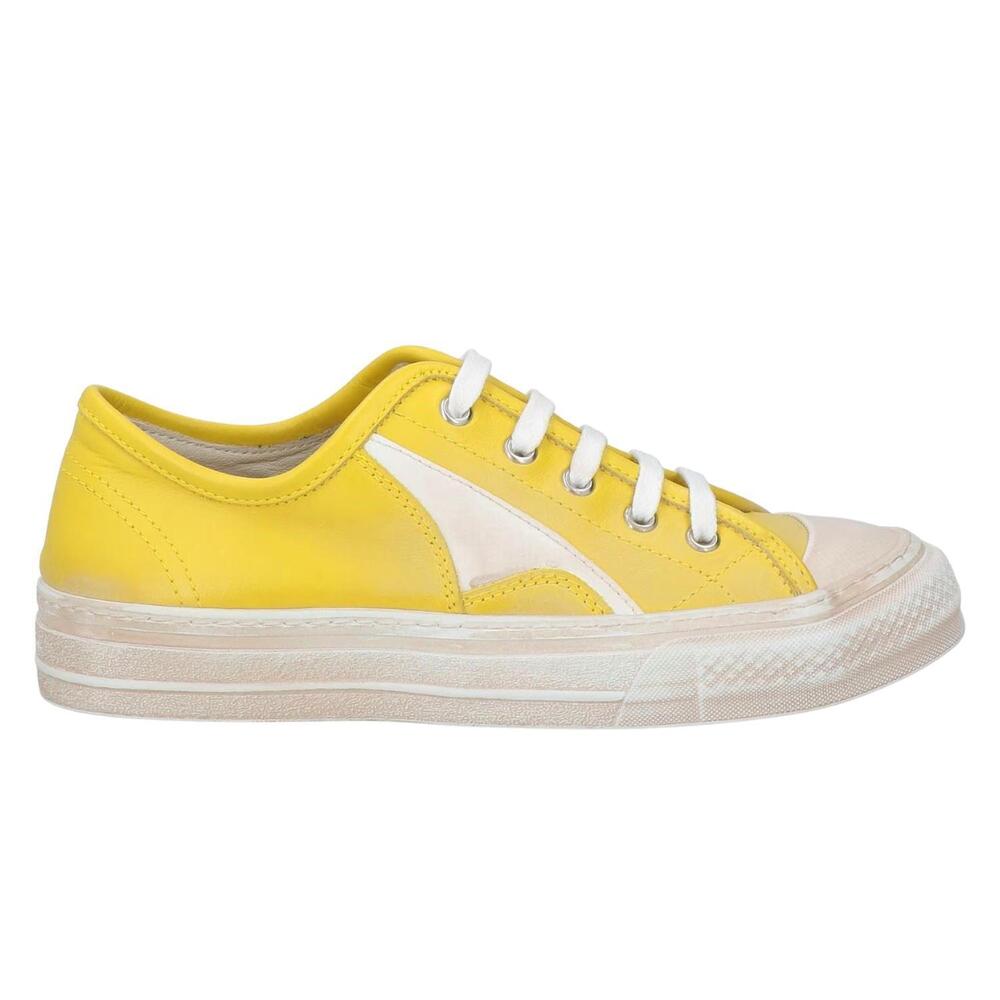 NEW MOMA SHOES women's gomma double sneaker in yellow/white